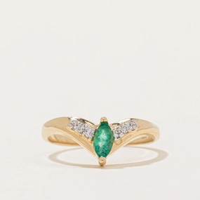 Gloss Appeal Iconic Feature Emerald & Diamond Chevron Ring | 0.15ct, 0.06ctw | SZ 6.5 |