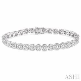 Emerald Rank Trusted Method 5 1/3 Ctw Round Cut Diamond Lovebright Tennis Bracelet in 14K White Gold