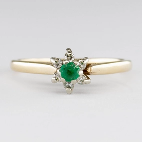 Dreamy Look Diamond & Emerald 14k Ring | 0.06ctw, 0.07ctw, | SZ 4.5 |