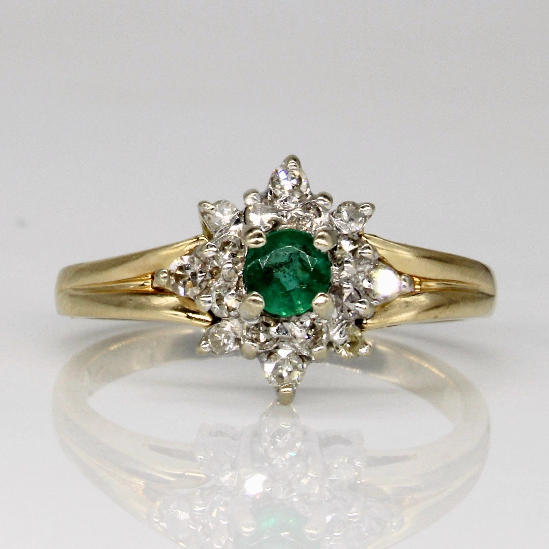 Petite Touch Urban Favorite Diamond & Emerald Cluster Set Ring | 0.18ctw, 0.17ct | SZ 6.25 |