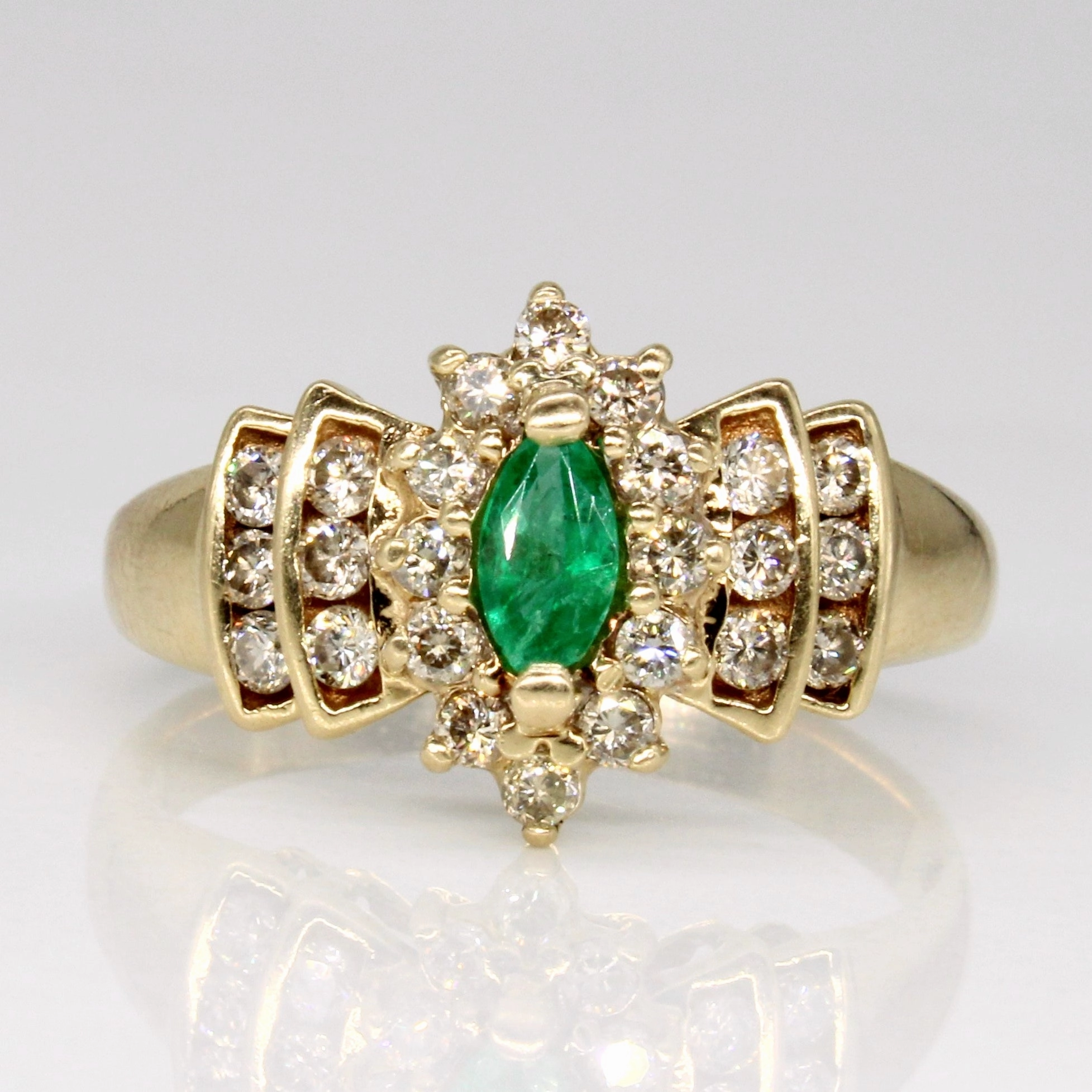 Diamond & Emerald Cocktail Ring | 0.50ctw, 0.14ct | SZ 7.75 | Inspired Accent Birthday Present