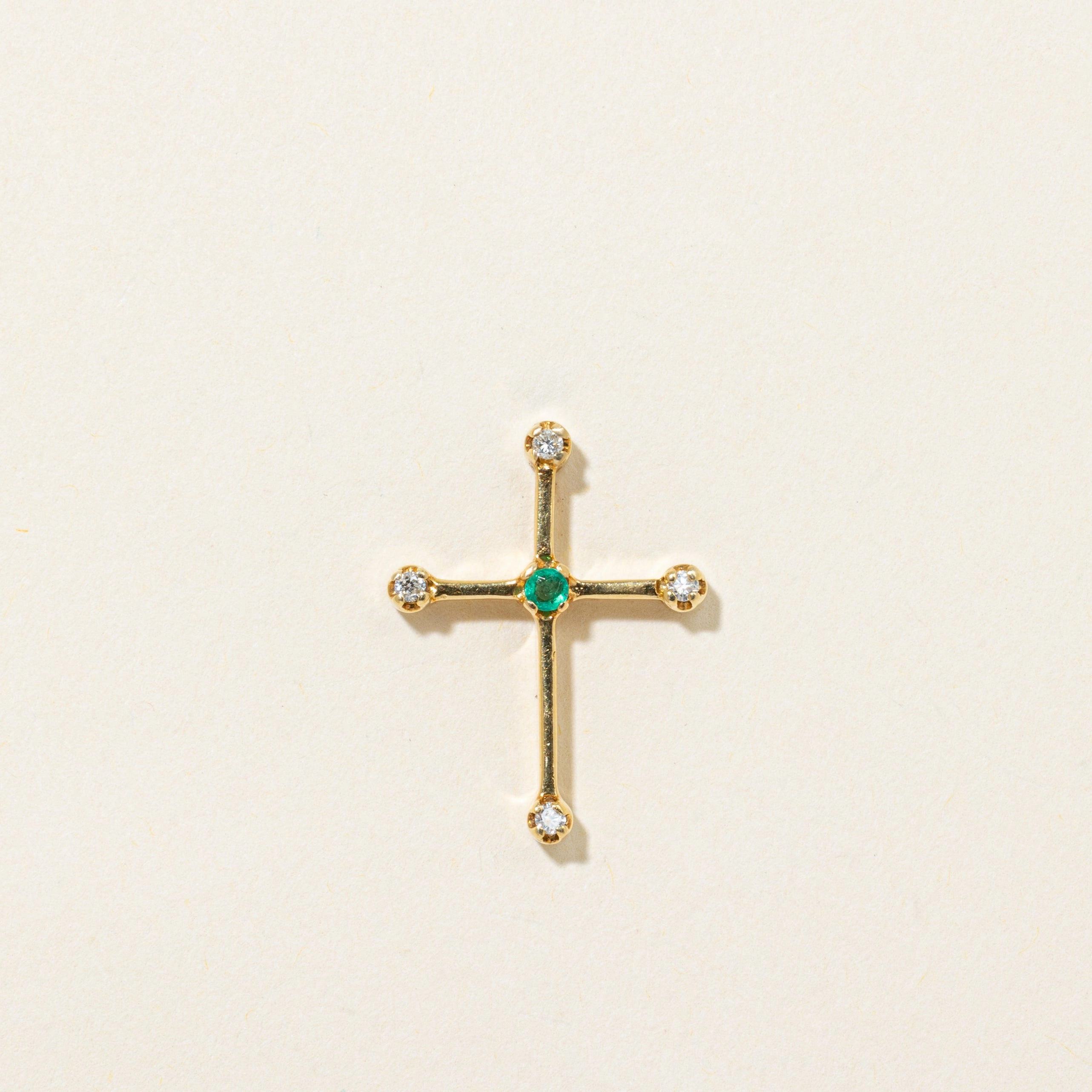 Flirty Accent Understated Elegance Diamond & Emerald Cross Pendant | 0.08ctw | 0.05ct