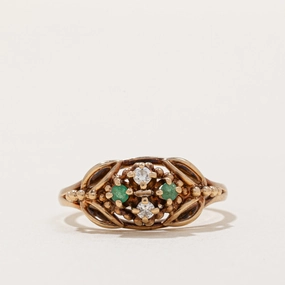 Lifestyle Fit Romantic Accessory Diamond & Emerald Lattice Ring | 0.05ctw, 0.026ctw | SZ 6.25 |