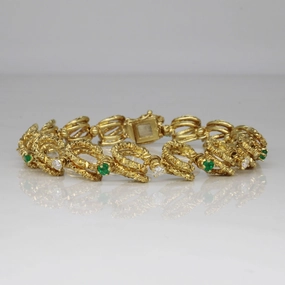 Diamond & Emerald Link Bracelet | 0.68ctw, 0.40ctw | 7.5" | Graceful Edge Soft Detail