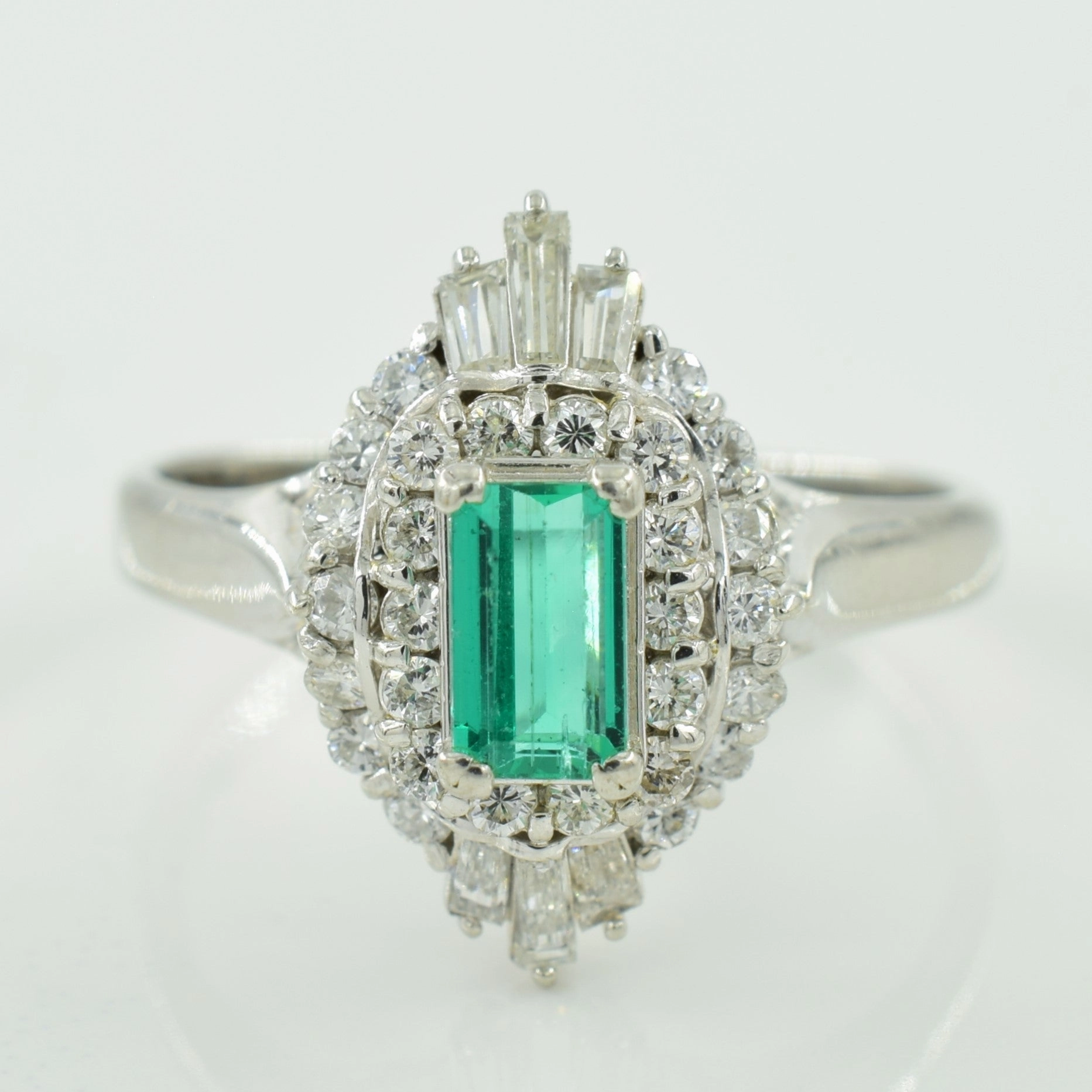 Diamond & Emerald Platinum Ring | 0.46ctw, 0.33ct | SZ 6.75 | Ethereal Mood