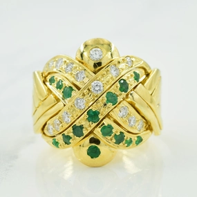 Diamond & Emerald Puzzle Ring | 0.48ctw, 0.48ctw | SZ 9.75 | Sleek Spark