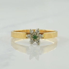 Diamond & Emerald Ring | 0.04ctw, 0.01ct | SZ 5.75 | Cocktail Hour Stylish Accent