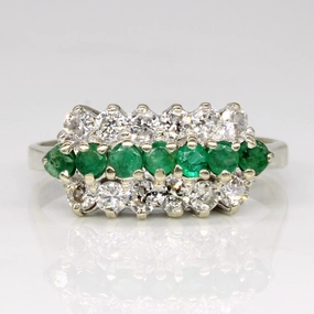 Elegant Gift Diamond & Emerald Ring | 0.48ctw, 0.14ctw | SZ 7.75 |