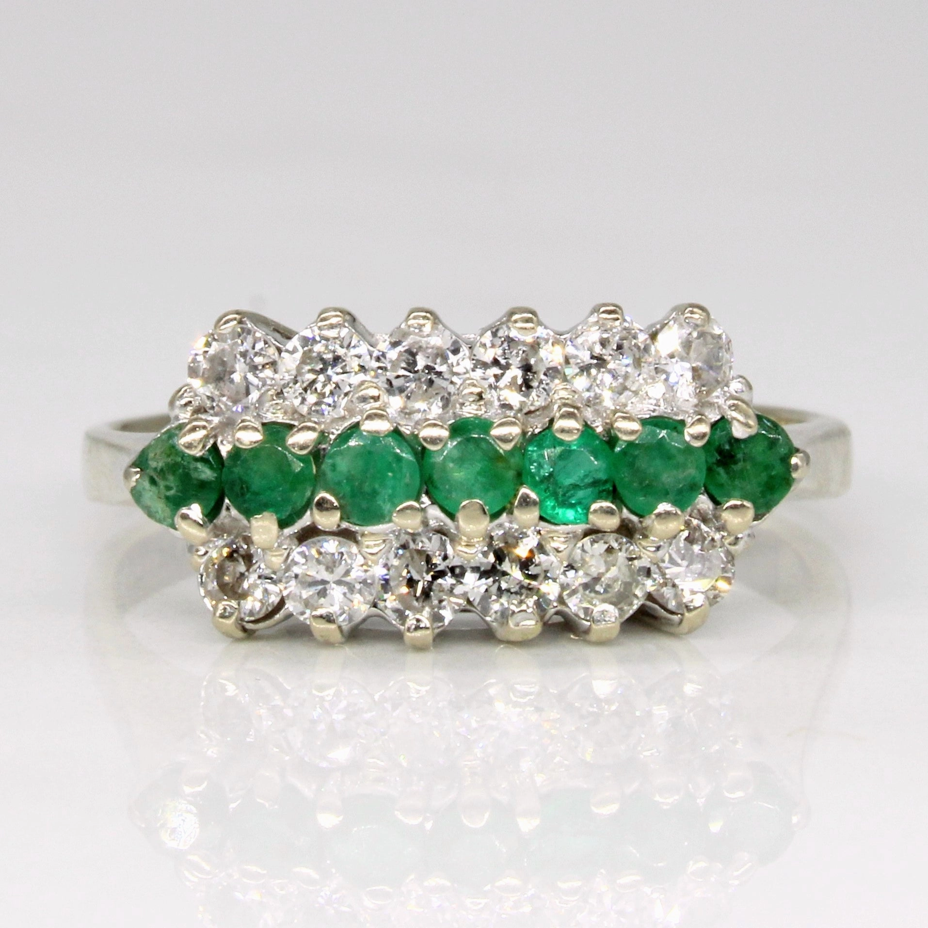 Elegant Gift Diamond & Emerald Ring | 0.48ctw, 0.14ctw | SZ 7.75 |