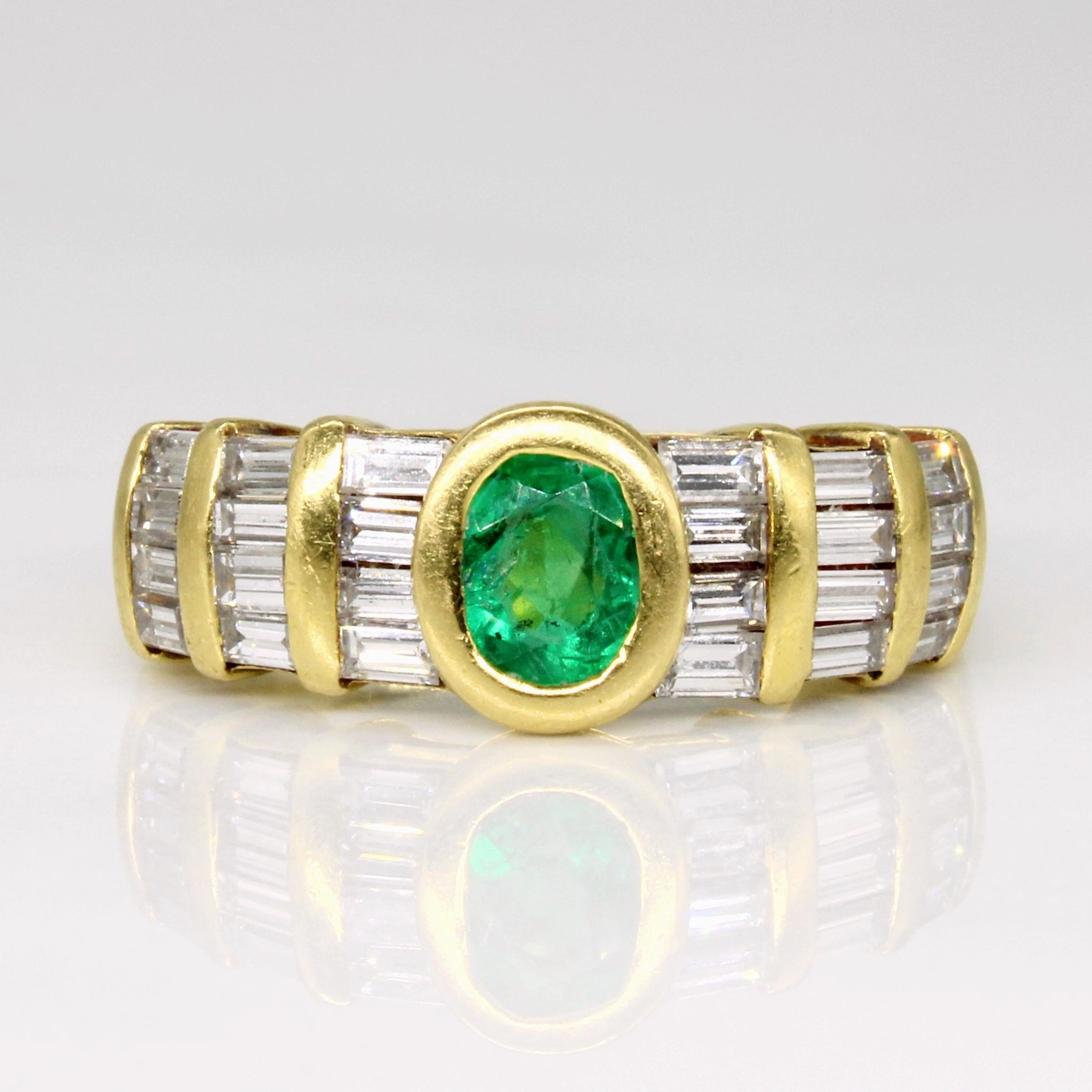 Diamond & Emerald Ring | 0.75ctw, 0.40ct | SZ 5.75 | Glam Focus