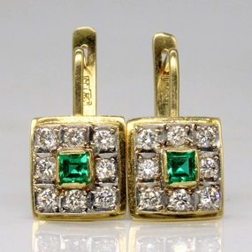 Bold Edge Fashion Touch Diamond & Synthetic Emerald Earrings | 0.48ctw, 0.30ctw |