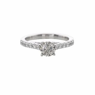 Heirloom Quality Balanced Texture DIAMOND ENGAGEMENT RING WITH DIAMONDS DOWN SHANK 1.21 CTTW