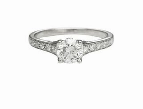 Contemporary Sign Refined Expression DIAMOND ENGAGEMENT RING WITH DIAMONDS IN THE SHANK 0.97 CTTW