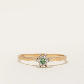Sparkle Vibe Stunning Style Diamond Halo & Emerald Ring | 0.05ctw, 0.03ct | SZ 8.25 |