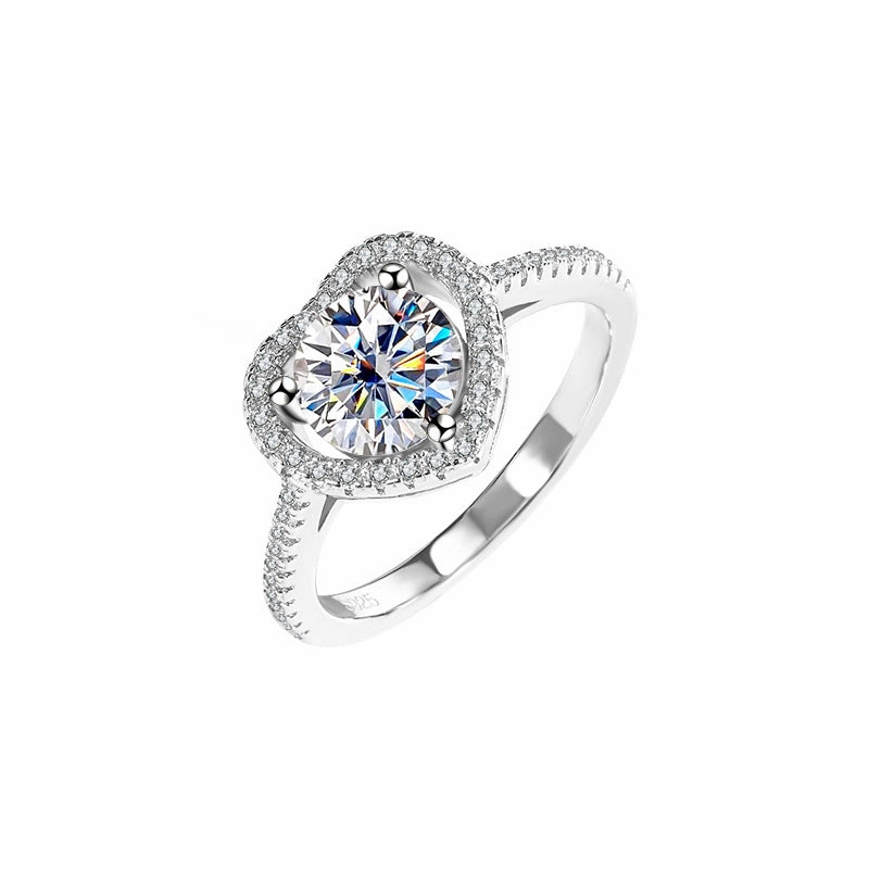 Diamond Halo Heart Ring | S925 | Moissanite Durable Jewelry daily accessory
