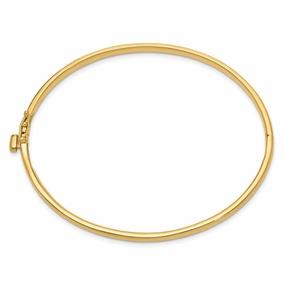 Casual Elegance Impeccably Presented 14k 3.6mm Polished Solid Hinged Oval Bangle Bracelet