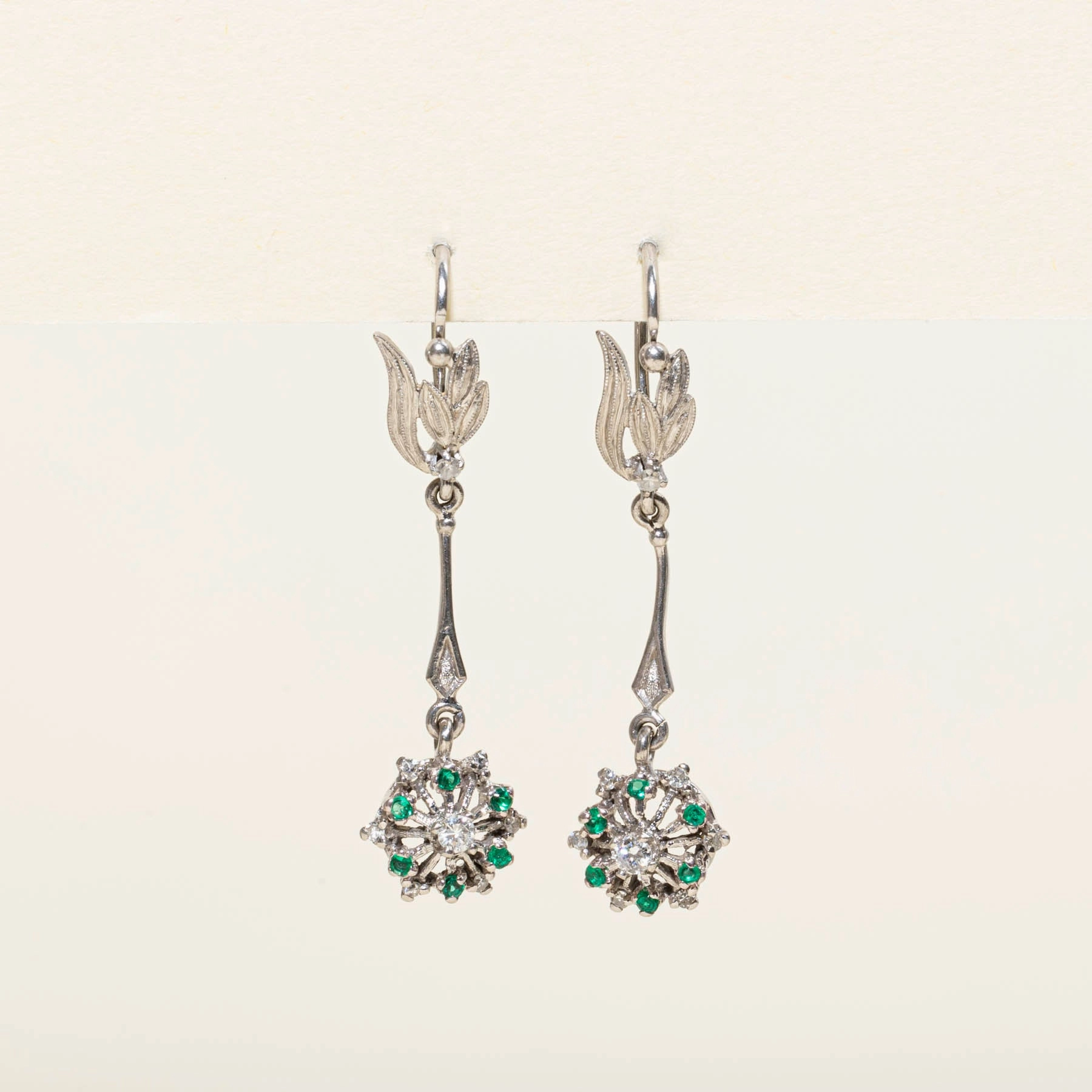 Diamond & Emerald Drop Earrings | 0.21ctw | 0.05ctw Polished Element