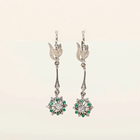Diamond & Emerald Drop Earrings | 0.21ctw | 0.05ctw Polished Element