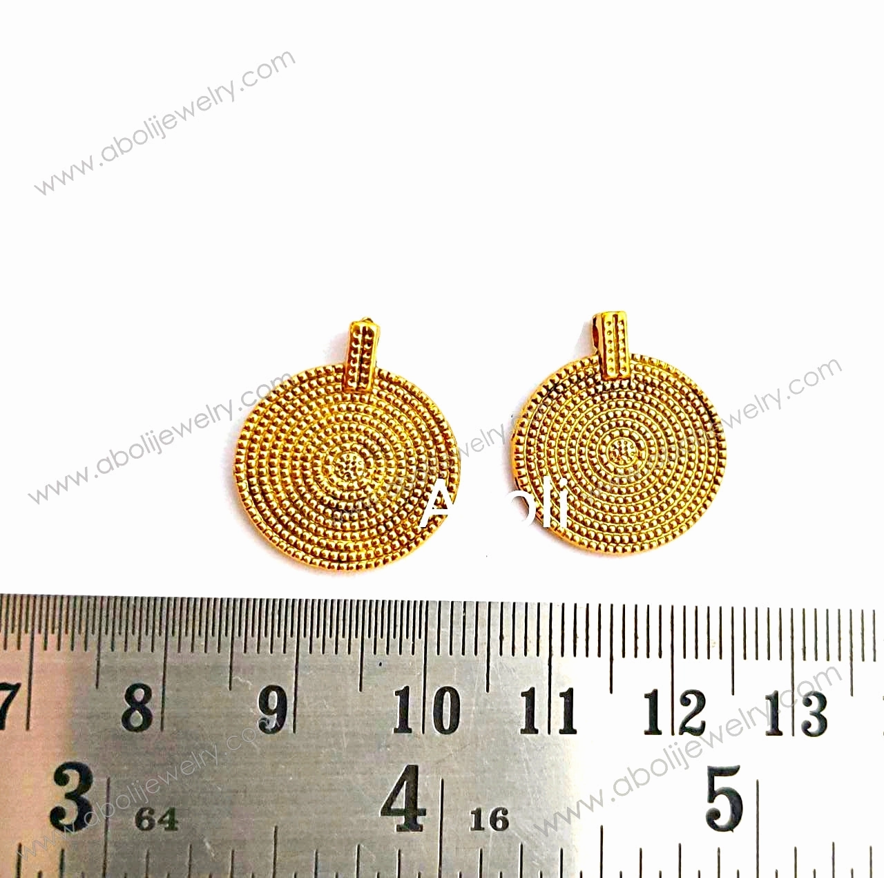 Seasonal Light Golden flat disc Charm concentric circles CHMG21 2 charms