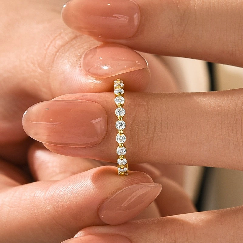 Cool feature Delicate Features Moissanite 1.2 Ct Round Cut Yellow Gold Anniversary Ring