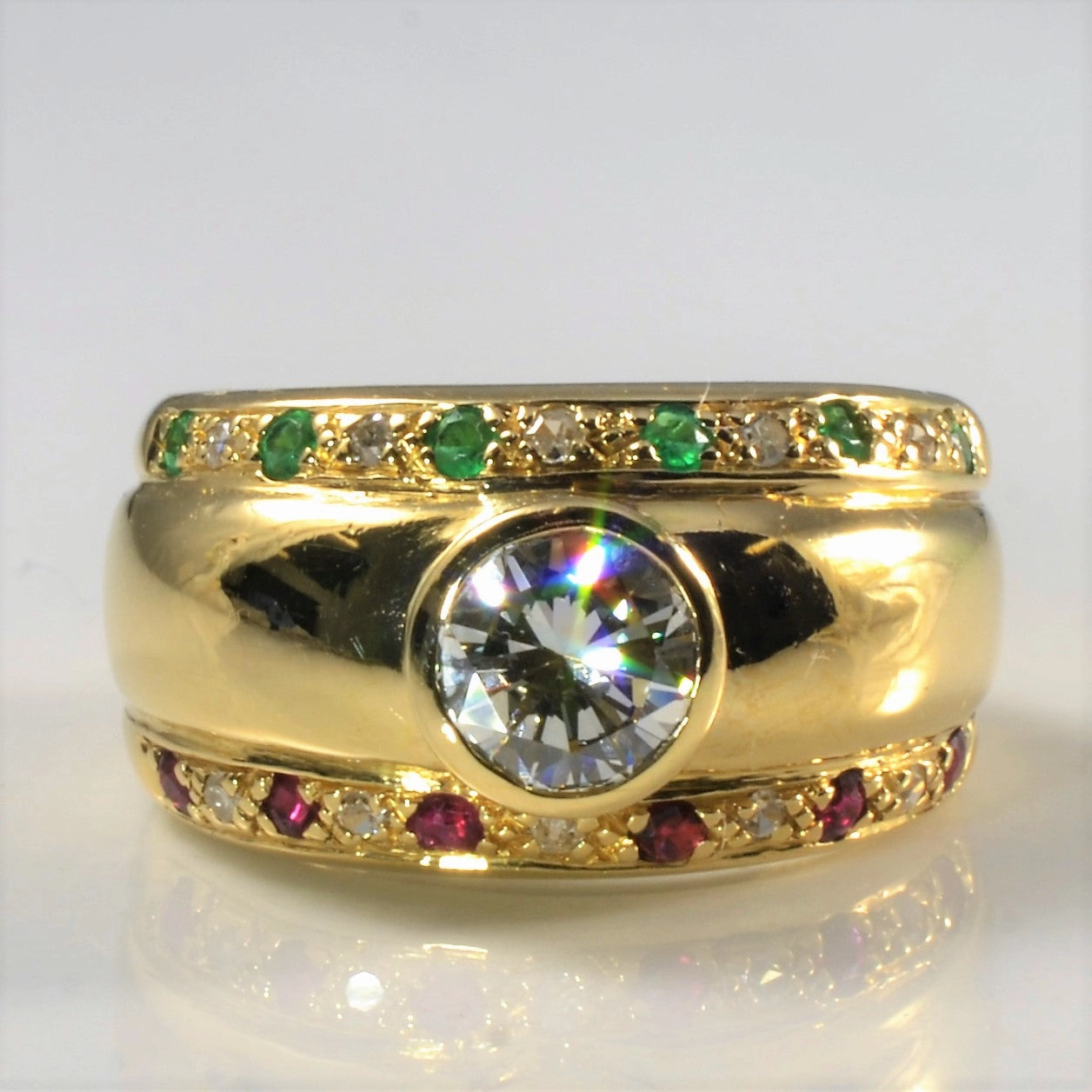 Glamour Appeal Mood Accent Multi Gem Bezel Set Engagement Ring | 1.00ct | SZ 6.5 |