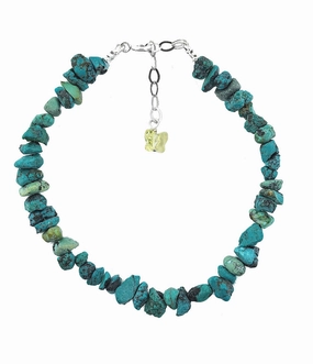 Genuine Turquoise Gem Chip Bracelet Sterling Silver Handmade Modern Classic elegant curve