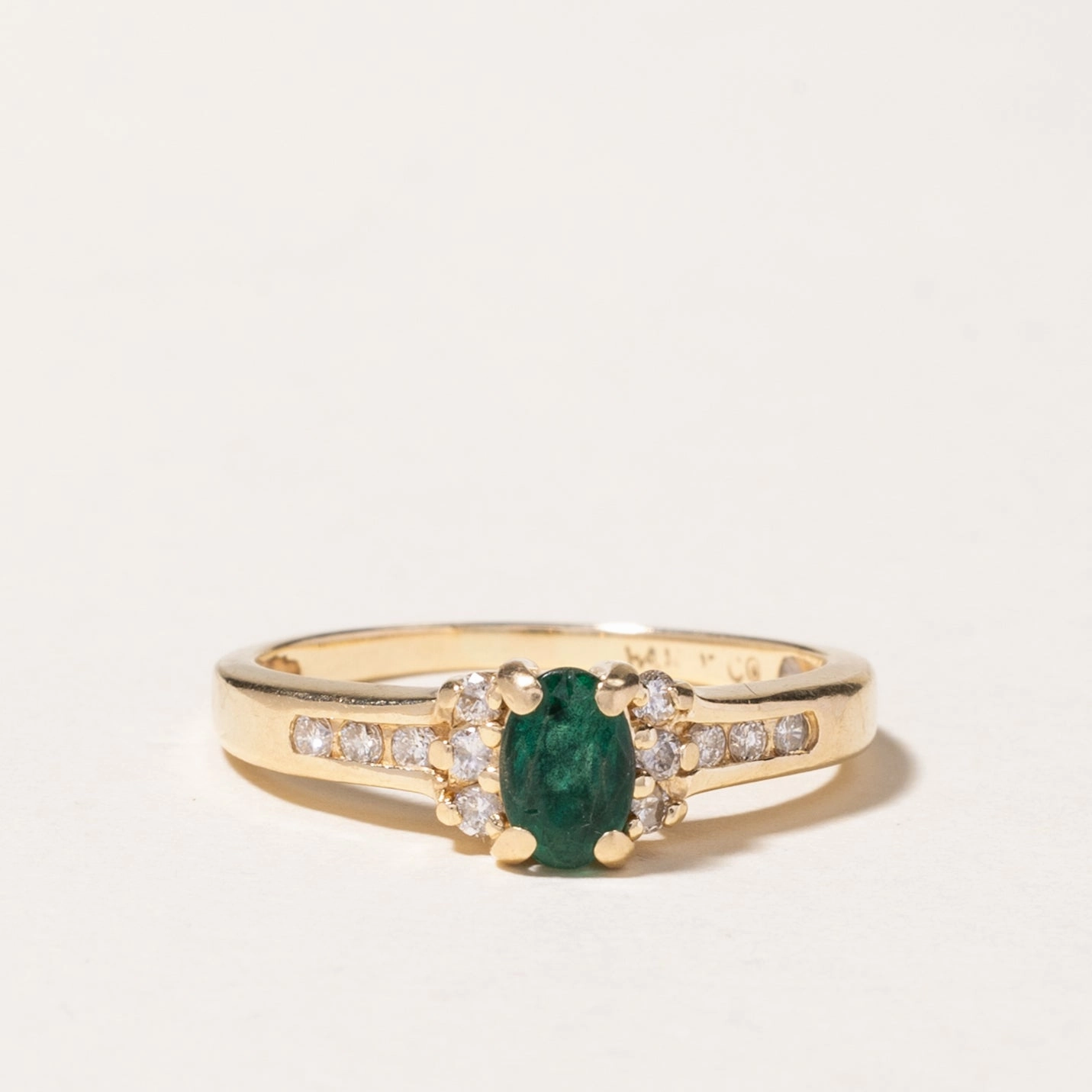 Ethereal Vibe Radiant Shine Look 14k Oval Cut Emerald & Diamond Ring | 0.40ct, 0.18ctw | SZ 7.25