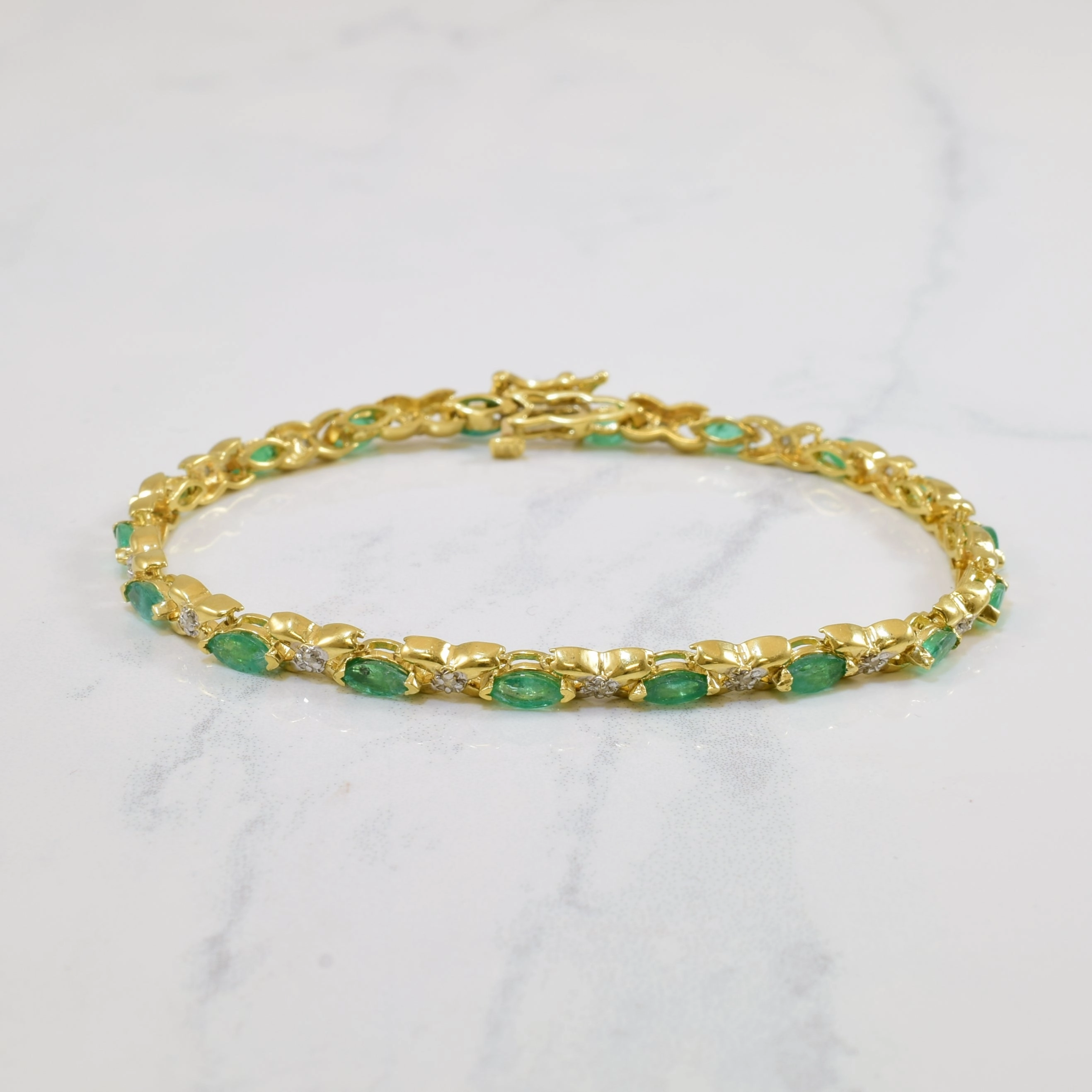 Night Accent Emerald & Diamond Bracelet | 1.44ctw, 0.09ctw | 7" |