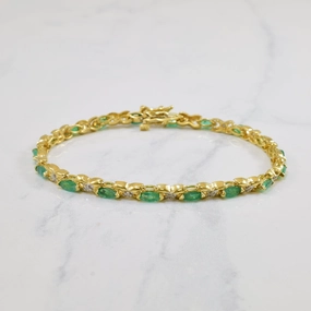 Night Accent Emerald & Diamond Bracelet | 1.44ctw, 0.09ctw | 7" |