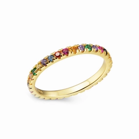 Timeless Shine Pieces Sterling Silver Multicolor CZ Eternity Band Ring