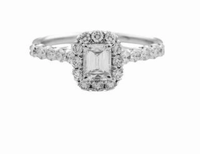 CRISSCUT EMERALD CUT RING WITH DIAMOND BEZEL AND SHANK Romantic Present
