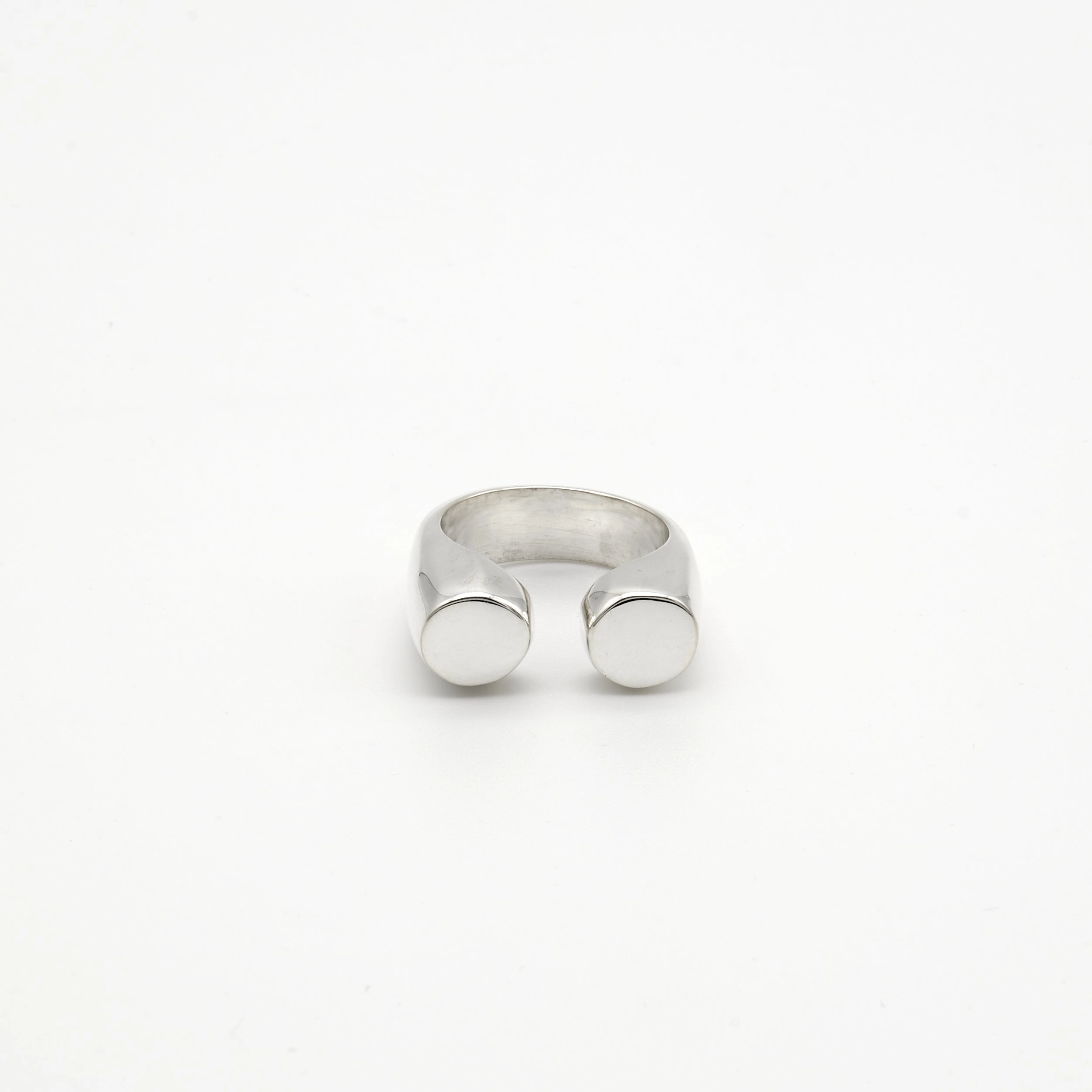 Double Dot Sterling Silver Ring Travel Gift Contemporary Sign