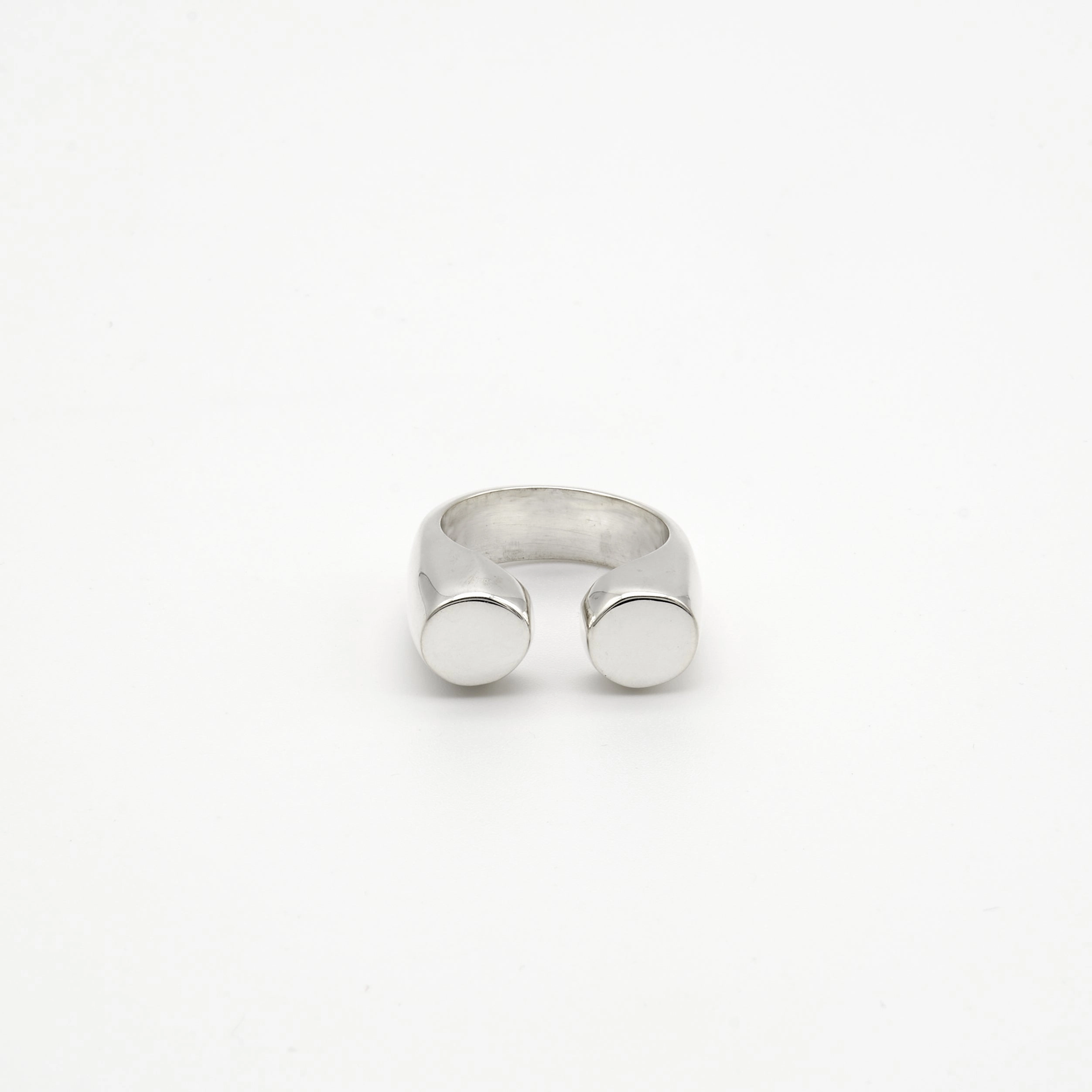 Comfortable Design Double Dot Sterling Silver Ring