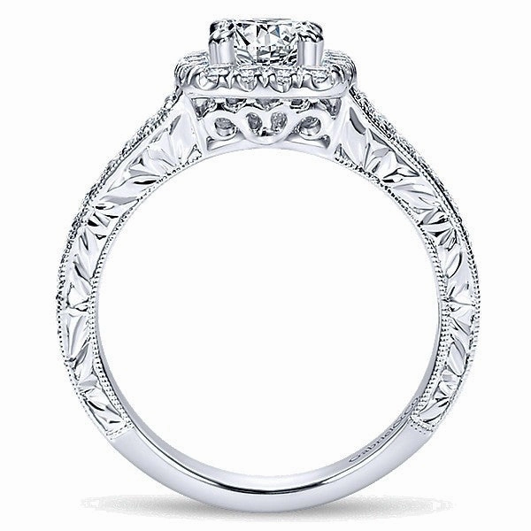 Artistic Ornament Eternal Accessory Double Row Cushion Cut Halo Diamond Ring 14k White Gold 212A