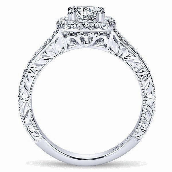 Hypoallergenic Item Double Row Cushion Cut Halo Diamond Ring 14k White Gold 212A