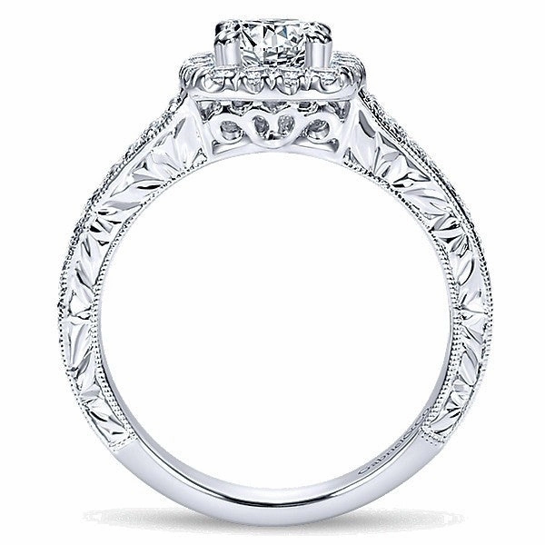 Double Row Cushion Cut Halo Diamond Ring 14k White Gold 212A Classic Bauble High-Quality Style