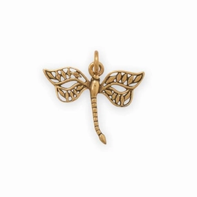 Dragonfly Charm Gold-plated Sterling Silver, Made in the USA Sparkle Ready