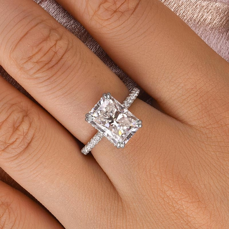 Louily 4.5 Carat Moissanite  Radiant Cut  Engagement Ring Finest Piece