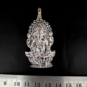German silver Ganesh pendant Oxidised silver Ganpati pendant SP238 Playful Shine