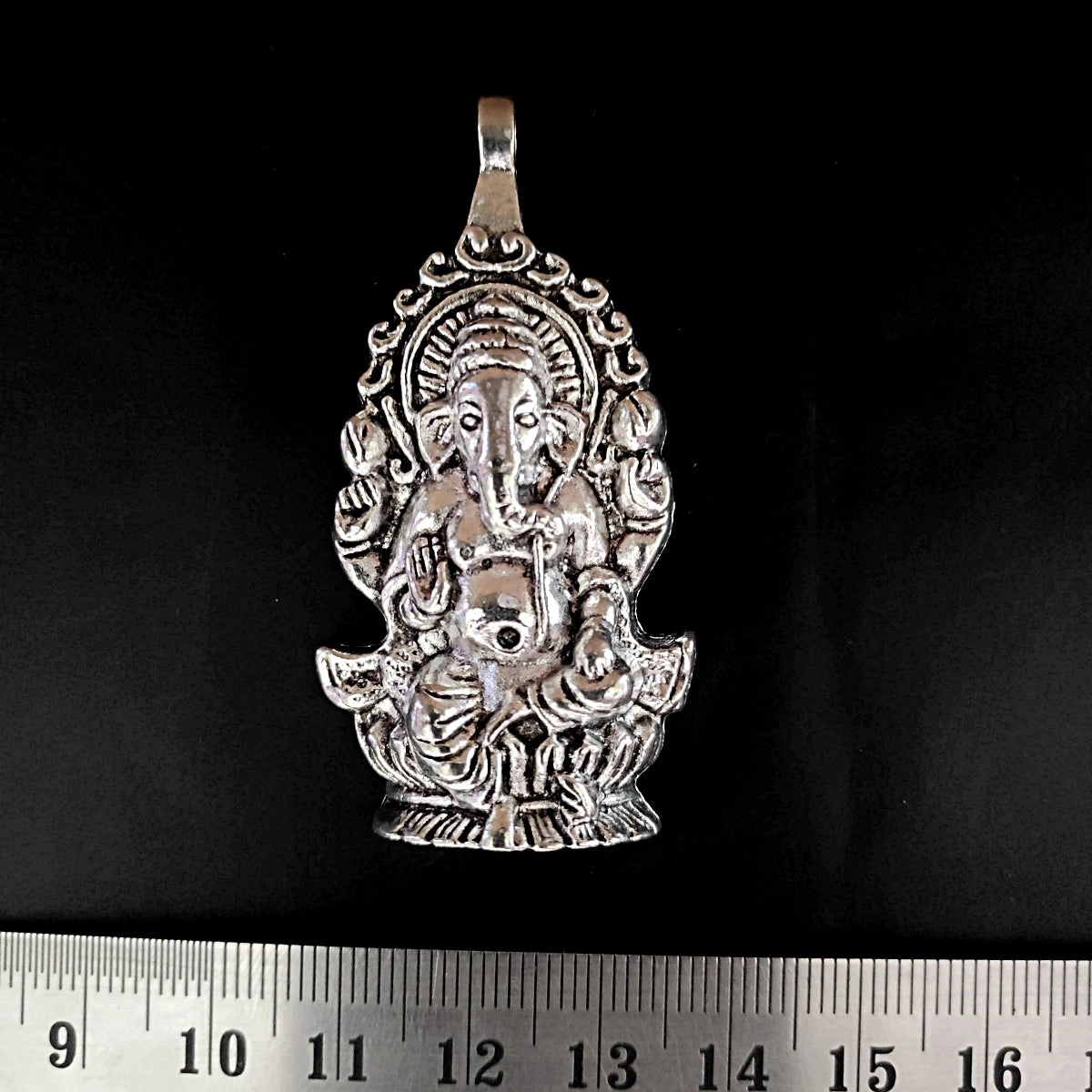 German silver Ganesh pendant Oxidised silver Ganpati pendant SP238 Playful Shine