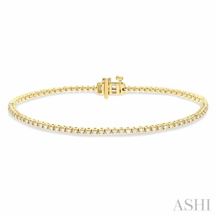 Casual Vibes Snug Fit 1 Ctw Round Cut Diamond Tennis Bracelet in 14K Yellow Gold