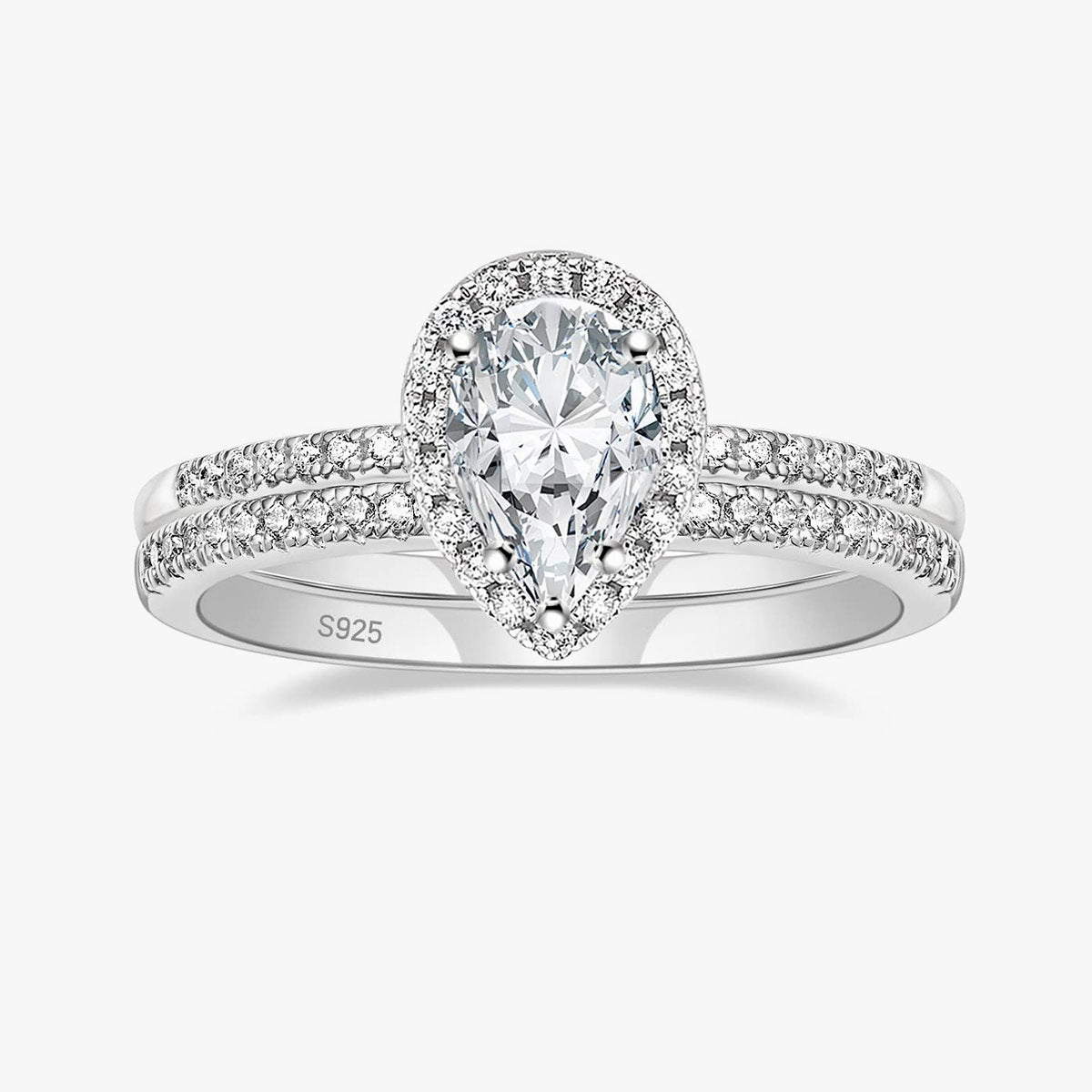 Drop-shaped Cubic Zirconia Ring Set Classic Feature