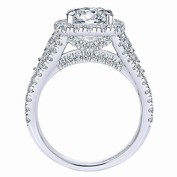 Split Shank Halo Diamond Ring 1.54 Cttw 14K White Gold 335A Highlight Piece