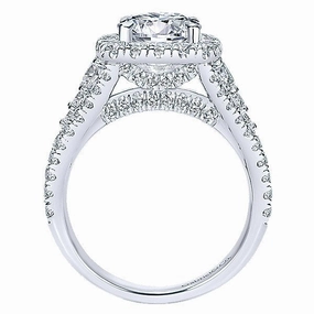 Evolutionary Trend Split Shank Halo Diamond Ring 1.54 Cttw 14K White Gold 335A