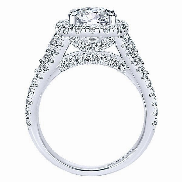 Split Shank Halo Diamond Ring 1.54 Cttw 14K White Gold 335A Sturdy Design