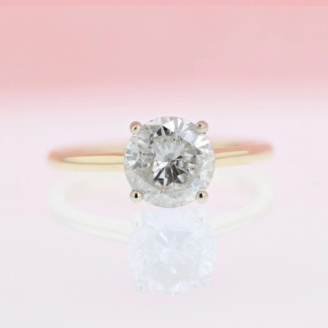 Bold Adornment Solitaire Round Diamond Engagement Ring 1.75 Ct