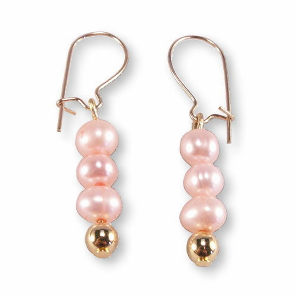 Bold Contour Dyed Pink Cultured Freshwater Pearl Earrings 14K Gold-filled Earwire