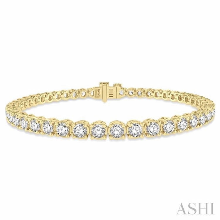 4 Ctw Round Cut Diamond Tennis Bracelet in 14K Yellow Gold Beneficial Mixes