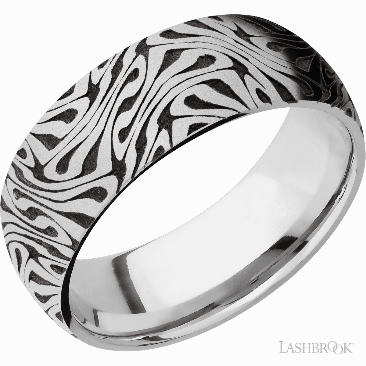 Laser Carved Escher Pattern Wedding Band Cobalt Chrome 8mm Graceful Harmony Timeless Treasure
