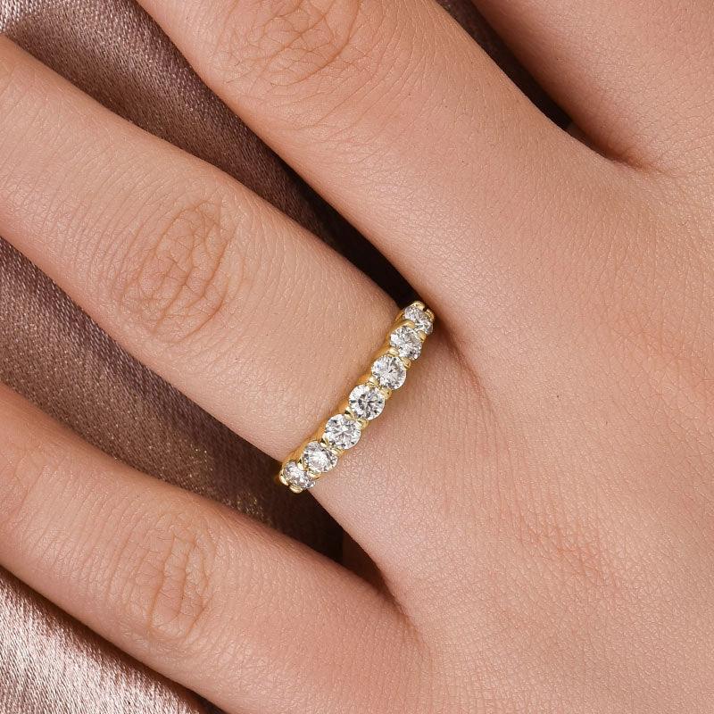 Louily Moissanite Classic Round Cut Wedding Band Gift worthy Charming Sparkle